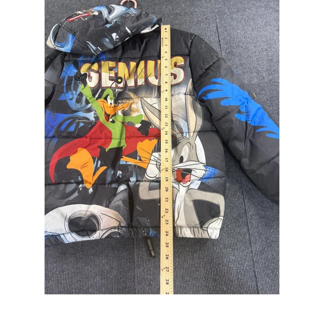 Members Only Looney Tunes Puffer Jacket Boys 14/16 Bugs Bunny Daffy Duck Black